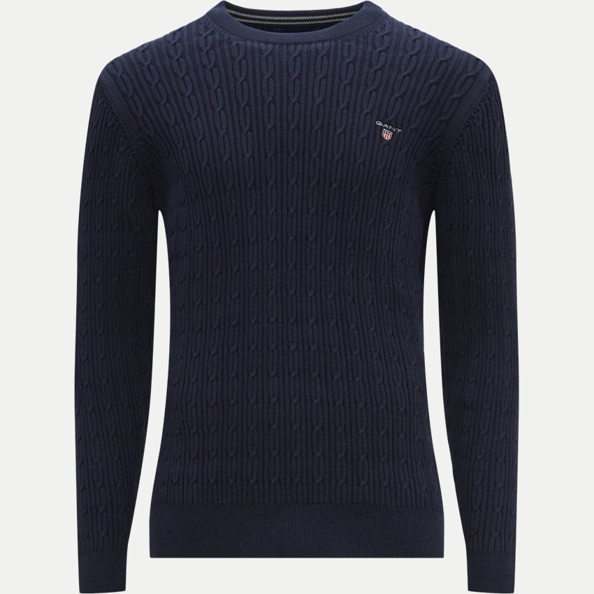 Gant Knitwear COTTON CABLE C-NECK 8030114 AW22 EVENING BLUE